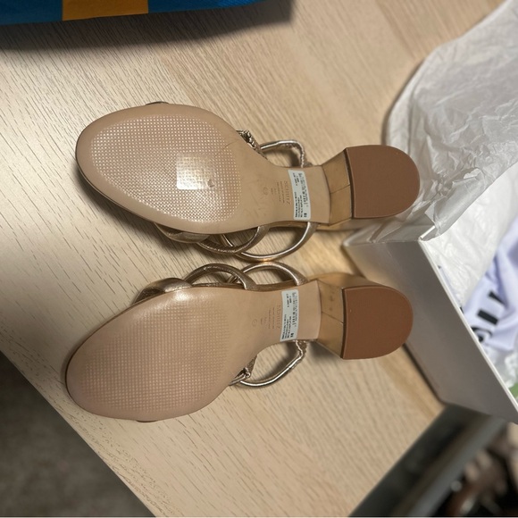 Schutz Olly Block Heel Metallic Sandals - Picture 4 of 5